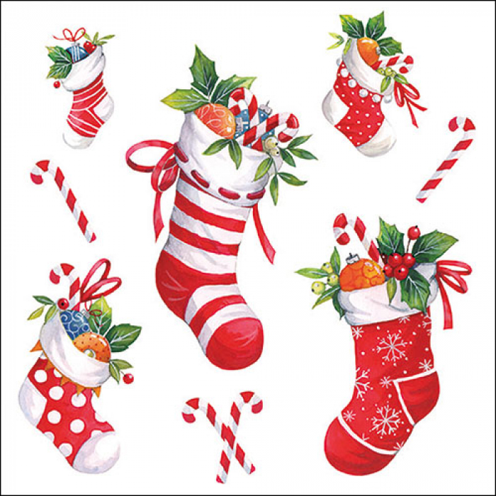 Ambiente | Servetten X-Mas Stockings White 3-laags 100%FSC 33x33cm 20-pack