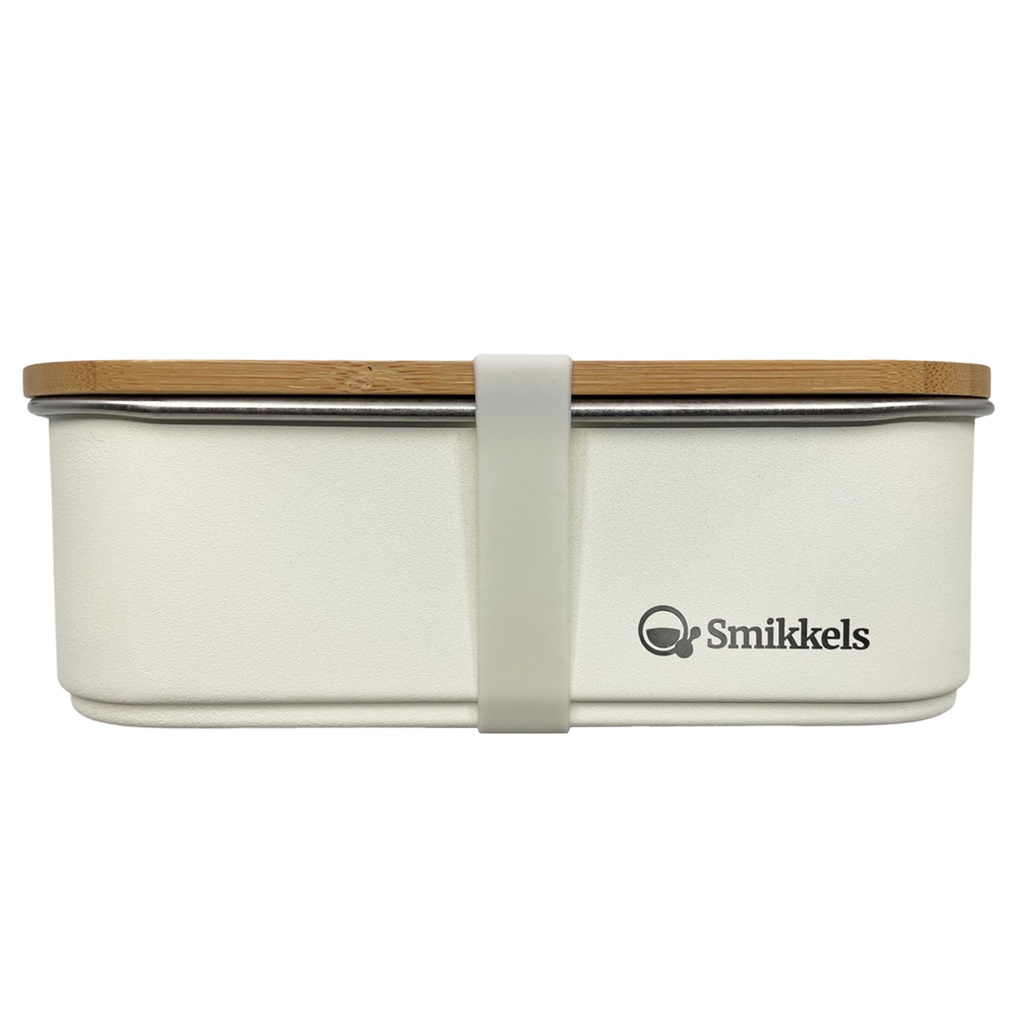 Smikkels | Lunchbox met Bamboe Deksel Wit 900ml