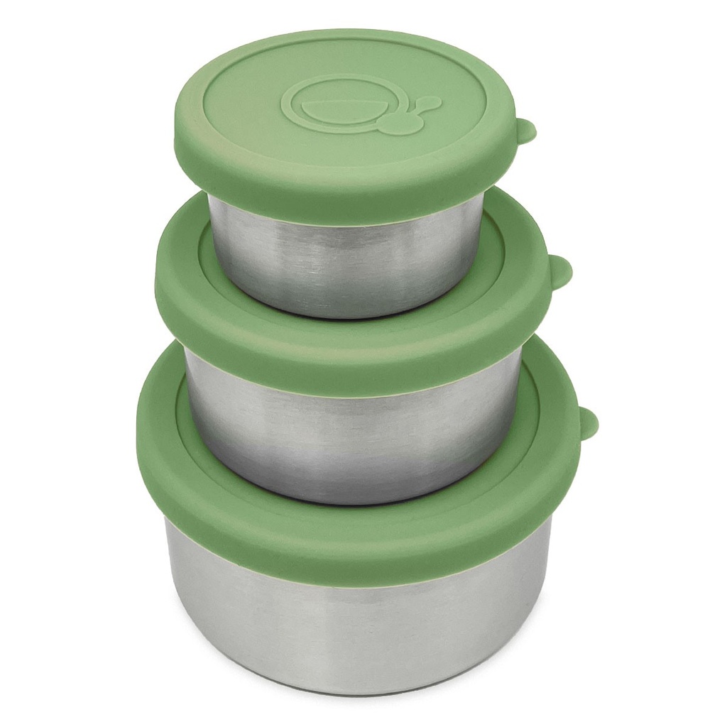 Smikkels | Bewaarpotje RVS Groen 110/220/400ml 3-pack