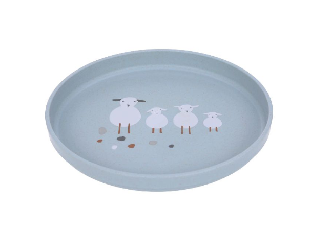 PLAT BORD, Tiny Farmer Sheep/Goose blue, Plate, rond,blauw, uni/print schaapjes, PP/Cellulose, 1 stuk(s), bord