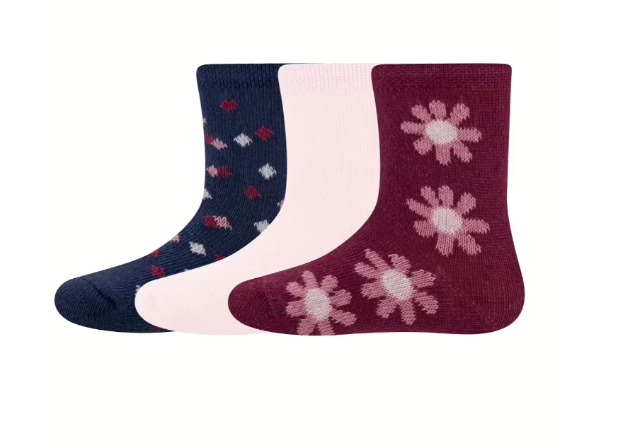 Ewers | Sokken Blumen/Punkte Blauw/Roze/Paars 3-pack