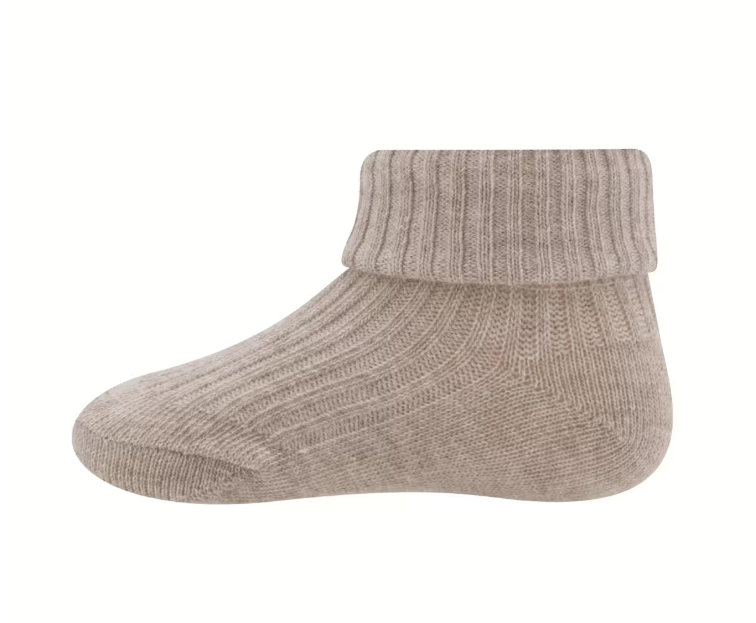 Ewers | Kousen Rib Met Omslag Dunkel Beige Mel. 
