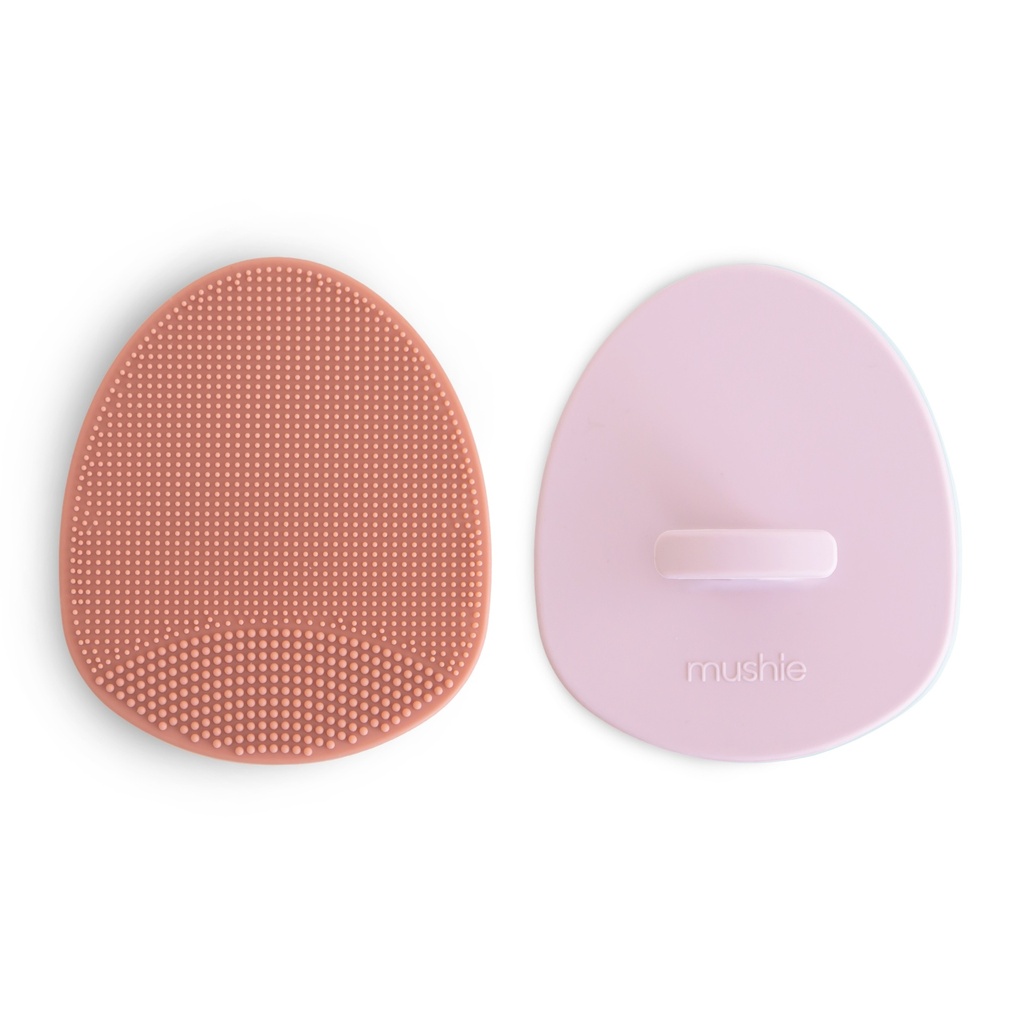 Mushie | Borstel Cradle Cap Brush SiIlicone Rose/Soft Lilac 2-pack