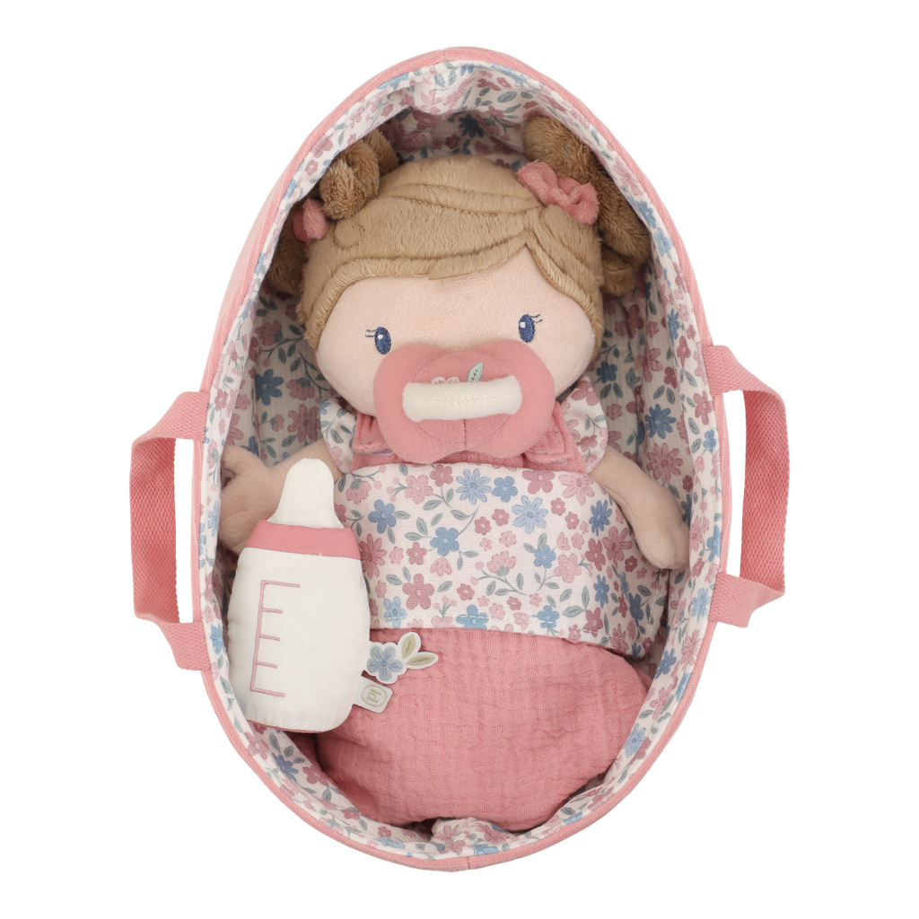 Little Dutch | Pluche Knuffel Rosa in Mandje Kuffelpop 