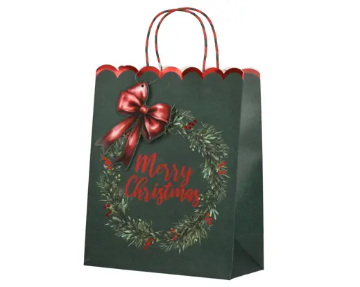 Decoris | Geschenkzak Kerst Groen 38x18x38cm