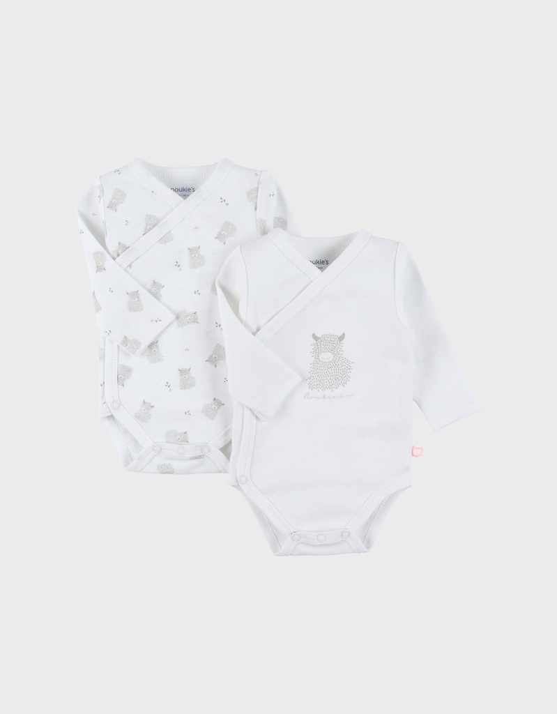 Noukies | Body Fluffy, Orso & Lilly Lange Mouw Crossover  Biokatoen Jersey 2-pack