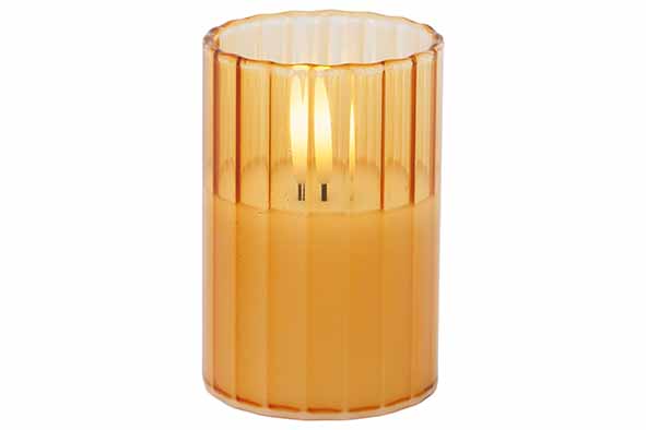 Cosy & Trendy | KAARS LED RIBBLE CAMEL 5X5XH7,5CM GLAS