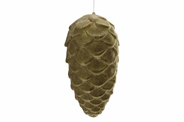 Cosy & Trendy | Hangfiguur Dennenappel Flocked Groen H25cm