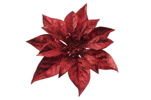 Cosy & Trendy | Kerstfiguur Roos Clip Glitter Kersenrood Ø18cm