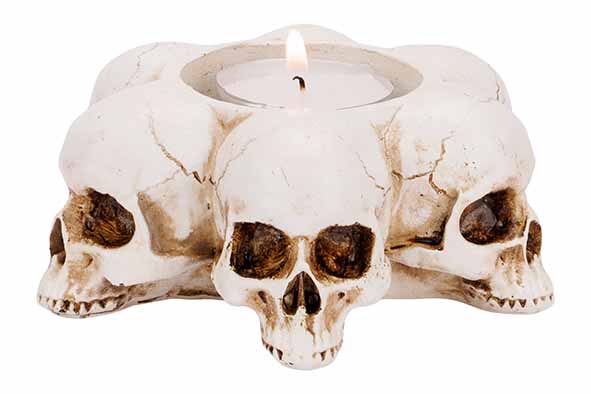 Cosy & Trendy | THEELICHTHOUDER SKULLS WIT 11X11XH4CM PO