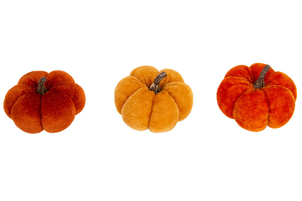 Cosy & Trendy | Figuur Pompoen Fluweel H5cm 3-pack