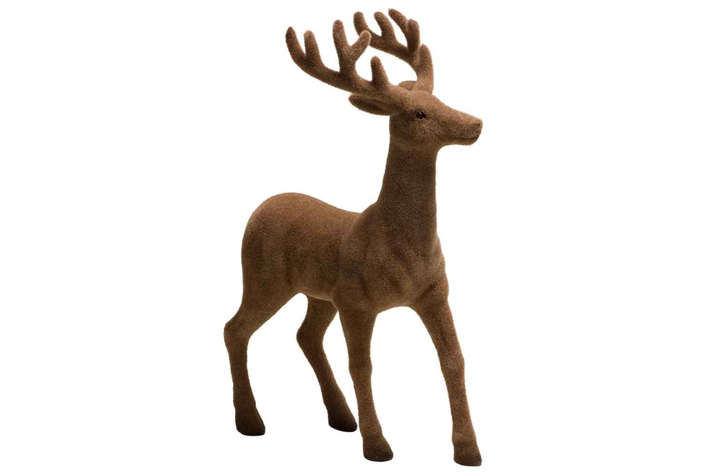 Cosy & Trendy | Beeld Hert Flocked Bruin H45cm