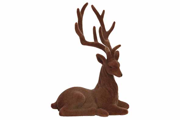 Cosy & Trendy | Beeld Hert Flocked Bruin H22cm