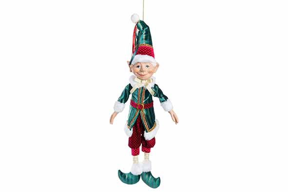 Cosy & Trendy | Kerstfiguur Elf Sitting Bordeaux/Groen H70cm