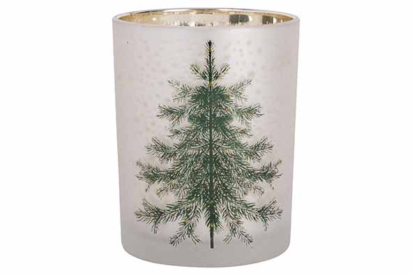 Cosy & Trendy | Theelichthouder Green Tree Wit/Good H10cm