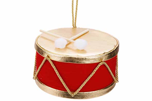 Cosy & Trendy | Hangfiguur Drum Gold Rood H13cm