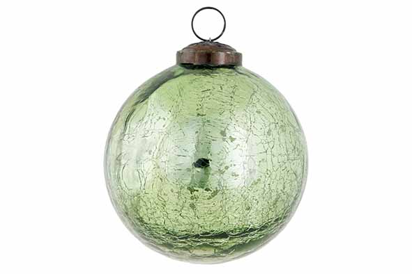 Cosy & Trendy | Kerstbal Antique Crack Glas Groen Ø11cm