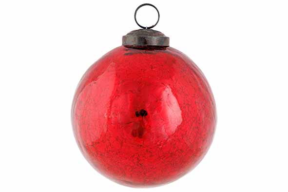 Cosy & Trendy | Kerstbal Antique Crack Glas Rood Ø11cm