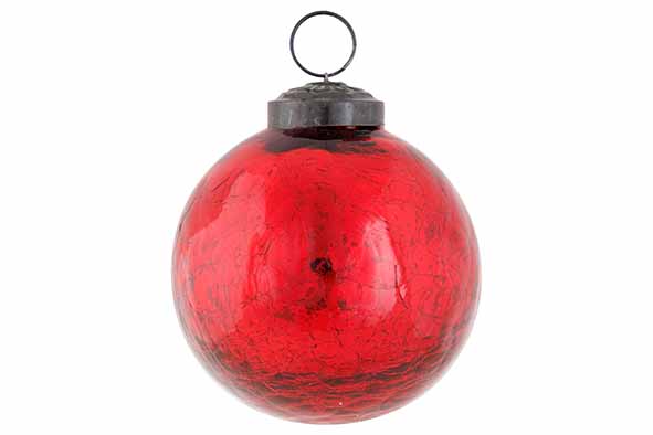 Cosy & Trendy | KERSTBAL ANTIQUE CRACK ROOD 8X8XH9CM GLA