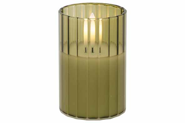 Cosy & Trendy | Kaars Ribble Led Groen Glas H7,5cm