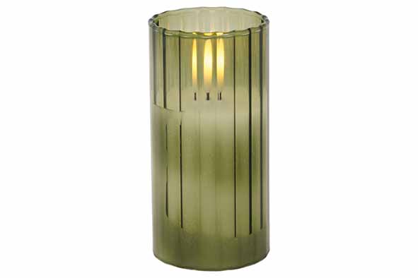 Cosy & Trendy | KAARS LED RIBBLE GROEN 5X5XH10CM GLAS