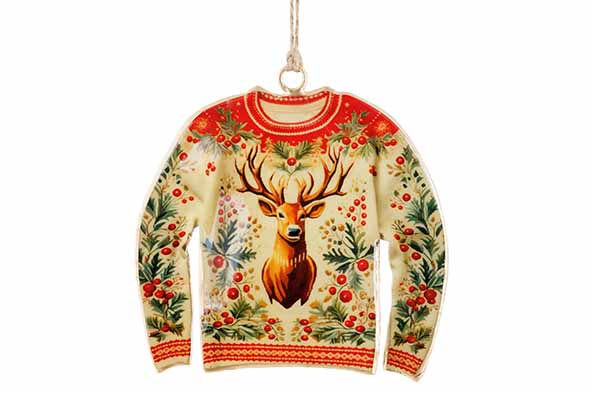 Cosy & Trendy | Hangfiguur Vintage Sweater Rood/Groen H10cm