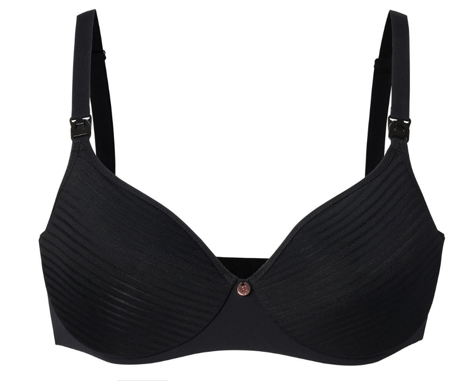 BORSTVOEDINGSBEHA, Spacer Stripe, 70C, black, ao strepen, soft touch micro/mesh fabric, met beugel, voorgevormd