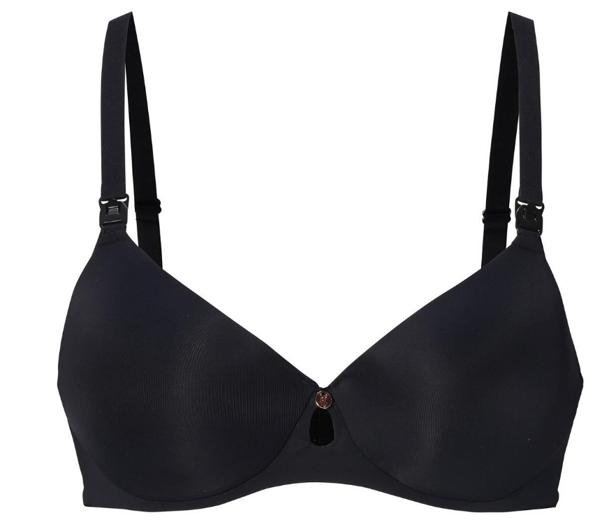 BORSTVOEDINGSBEHA, Honolulu, 70D, black, zwart, uni, appl goudroze bedeltje, met beugel, voorgevormd, clip nursing
