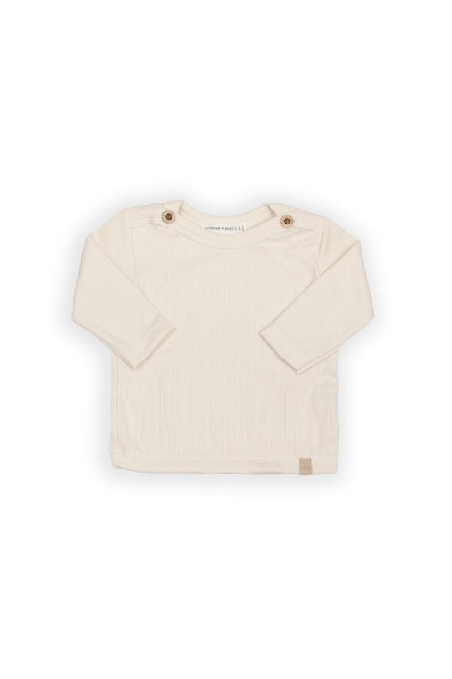 Bamboom | T-Shirt Boys Met Lange Mouwen Knopen op Schouders Warm White