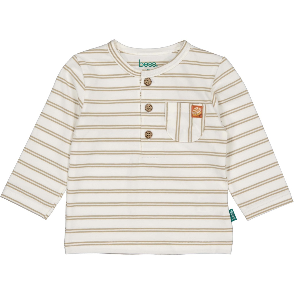 Bess | T-shirt Boys Henley Striped Longsleeve Off White