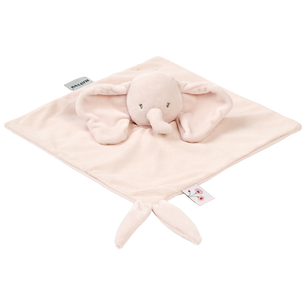Nattou | Knuffeldoek Fanfan Olifant Corduroy Roze 27x27cm