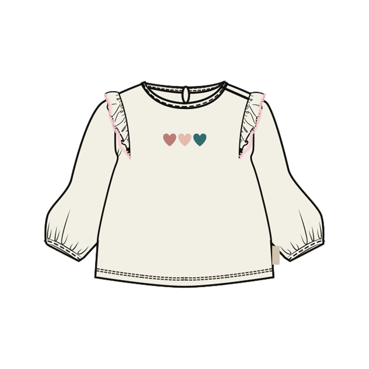 Bess | T-shirt Girls Hearts Longsleeve Off White