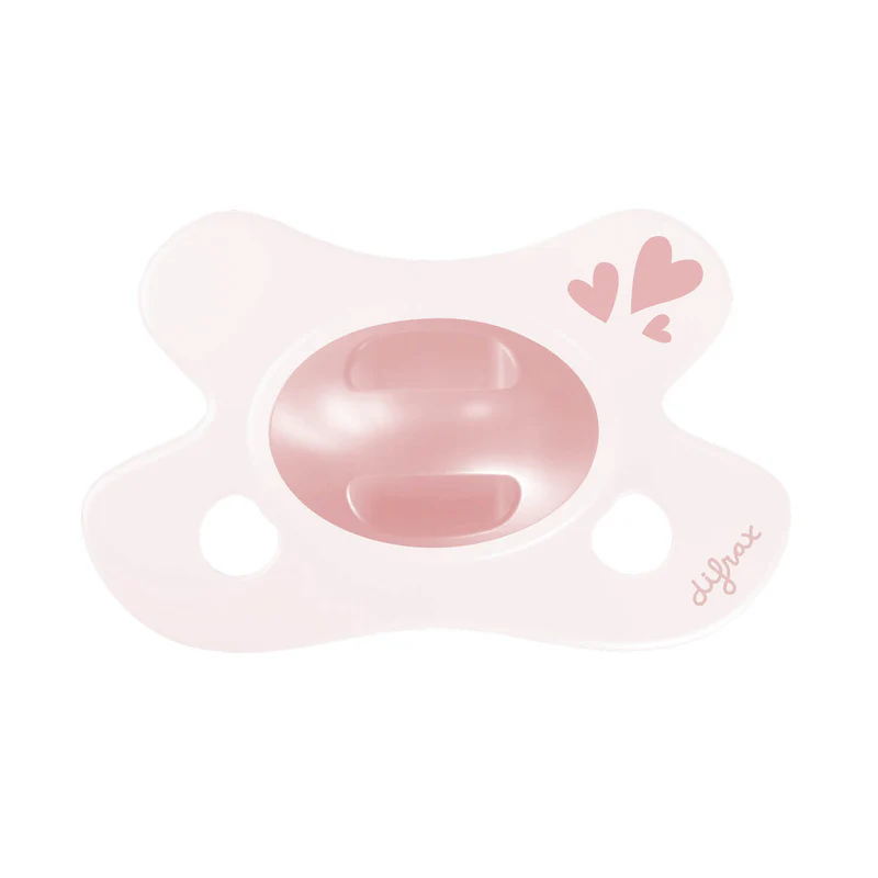 Difrax | Fopspeen Natural Newborn Soft Pink Hearts 