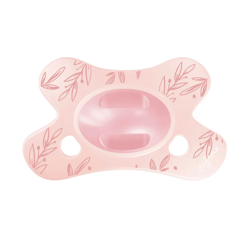 Difrax | Fopspeen Natural Little Venture Soft Pink Leafs 0-6M