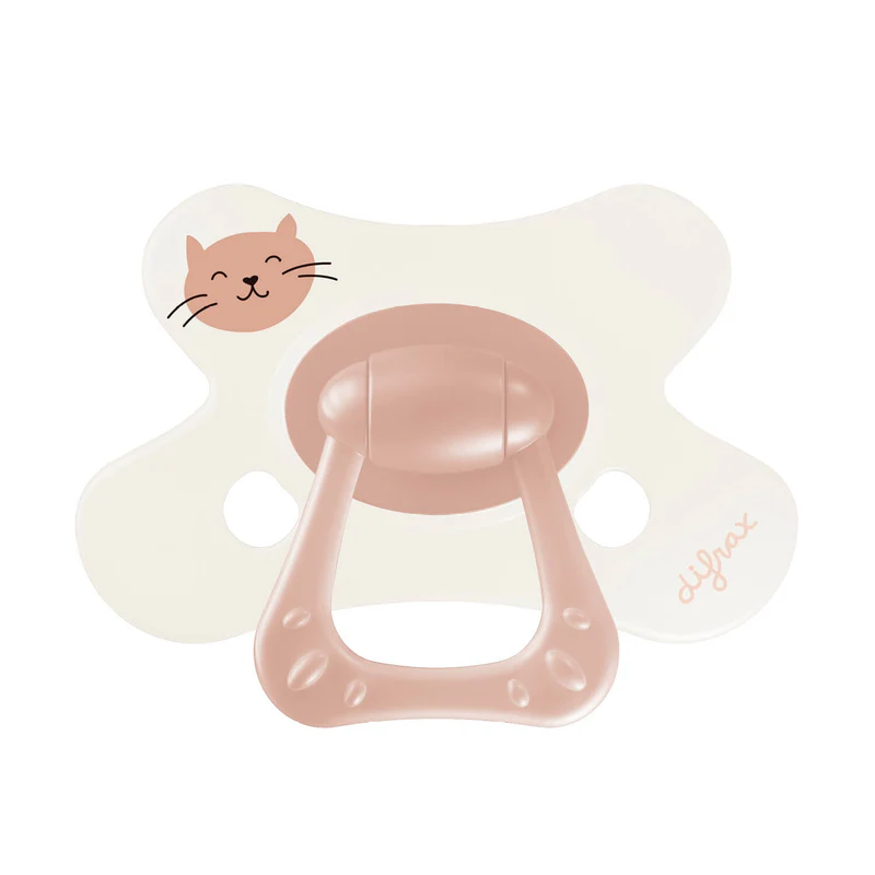 Difrax | Fopspeen Natural Little Venture Dusty Pink Kitten +12M