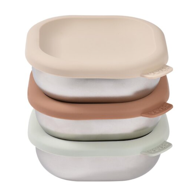 Beaba | Bewaarpotje RVS Snackdoos Naturel 3-pack