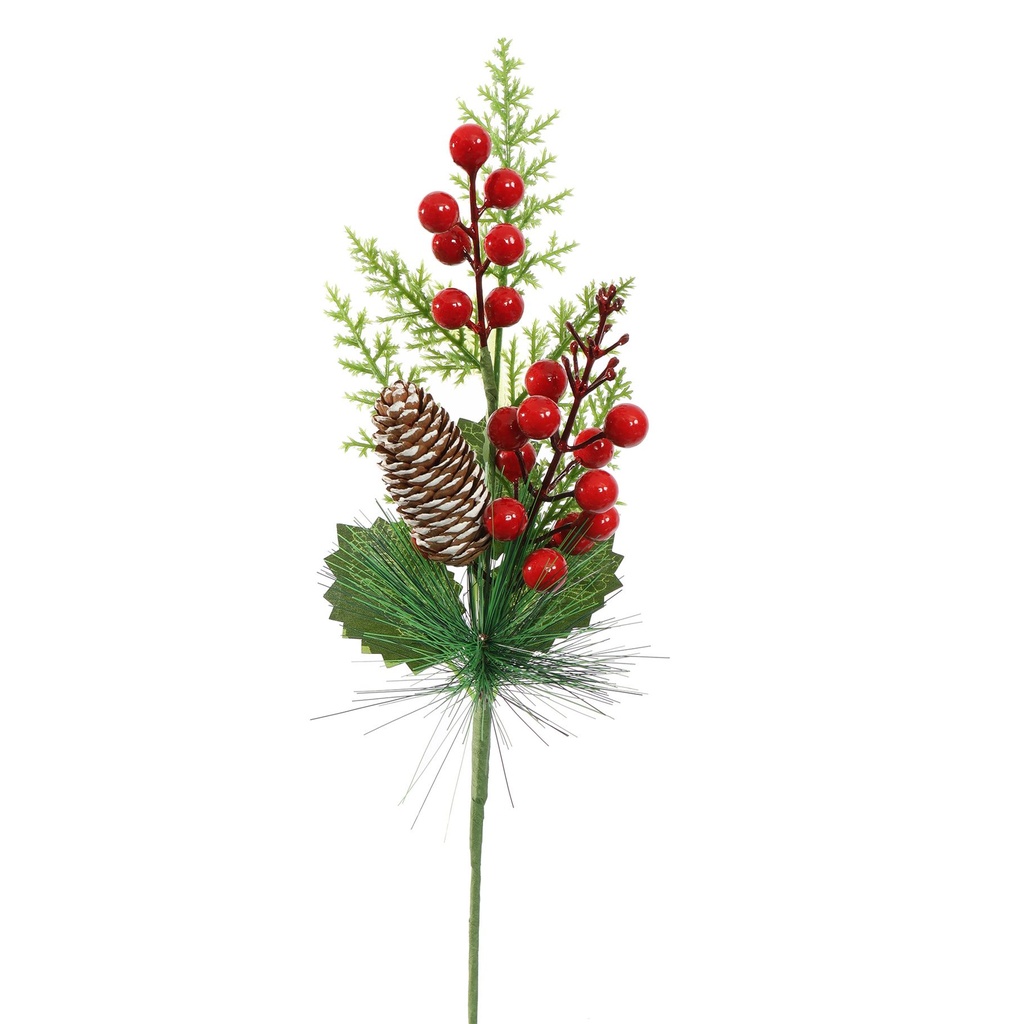 Jasaco |  BERRY PINECONE PICK 40CM RED