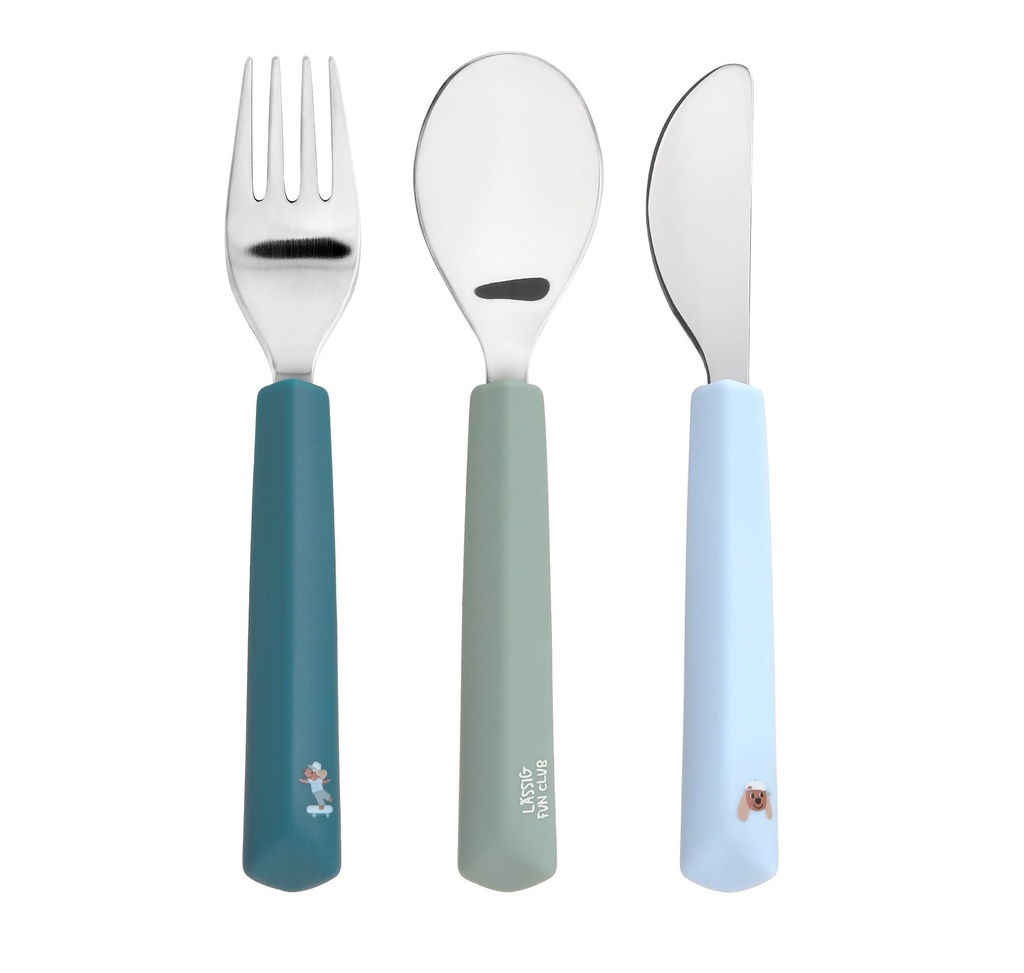 Laessig | Bestek Cutlery Tiny Team Dog Siliconen Handvat Lepel Vork Mes