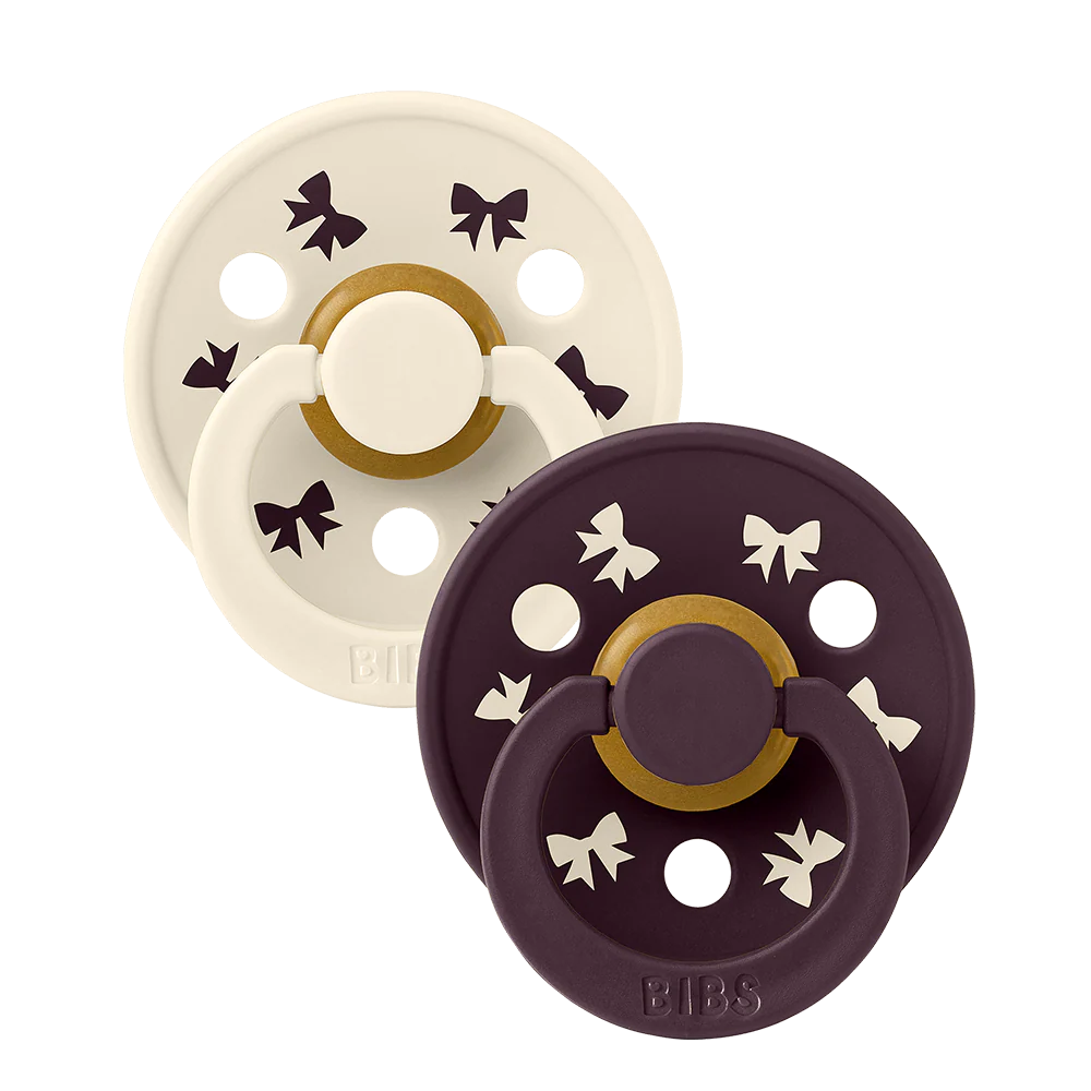 Bibs | Fopspeen T1 Studio Holiday Bow Ivory/Plum 2-pack