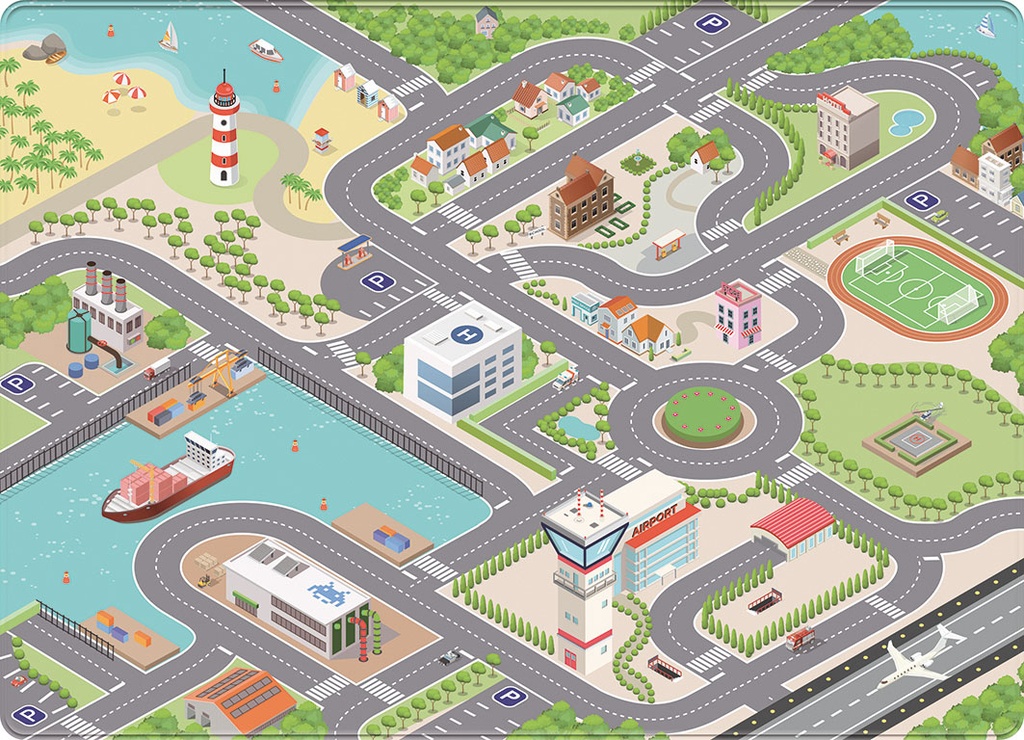 Mats & Joy | Speeltapijt City Fleece 130x180cm