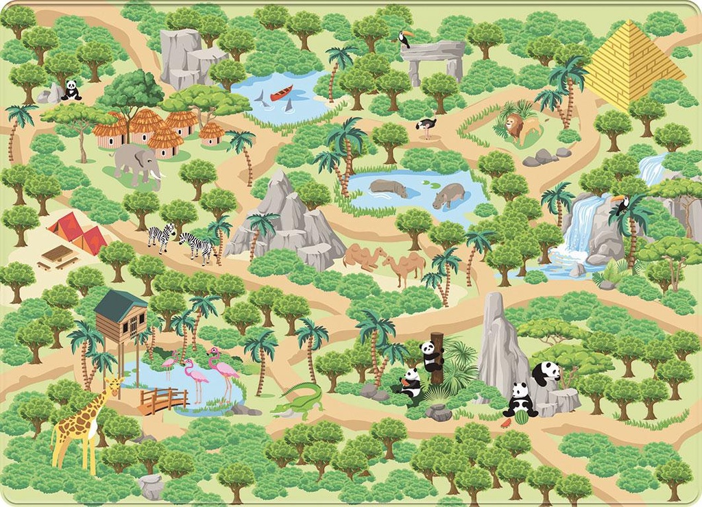 Mats & Joy | Speeltapijt Jungle Safari Fleece 130x180cm