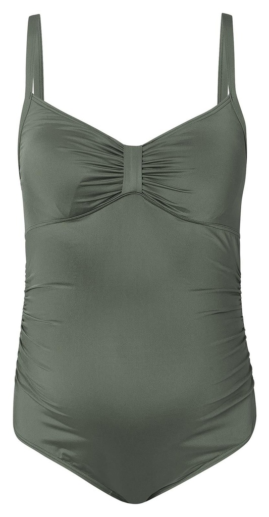 BADPAK, Saint Tropez, olive, XS-S, maternity, groen, uni, V-hals, UV-bestendig, UPF 50, badmode