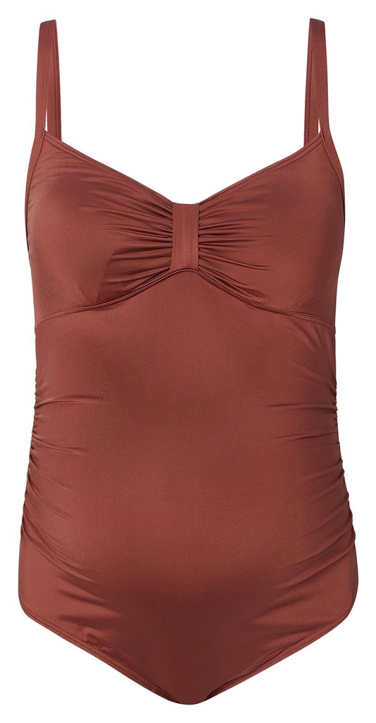 BADPAK, Saint Tropez, XS-S, sable, bruin, uni, V-hals, badmode, maternity