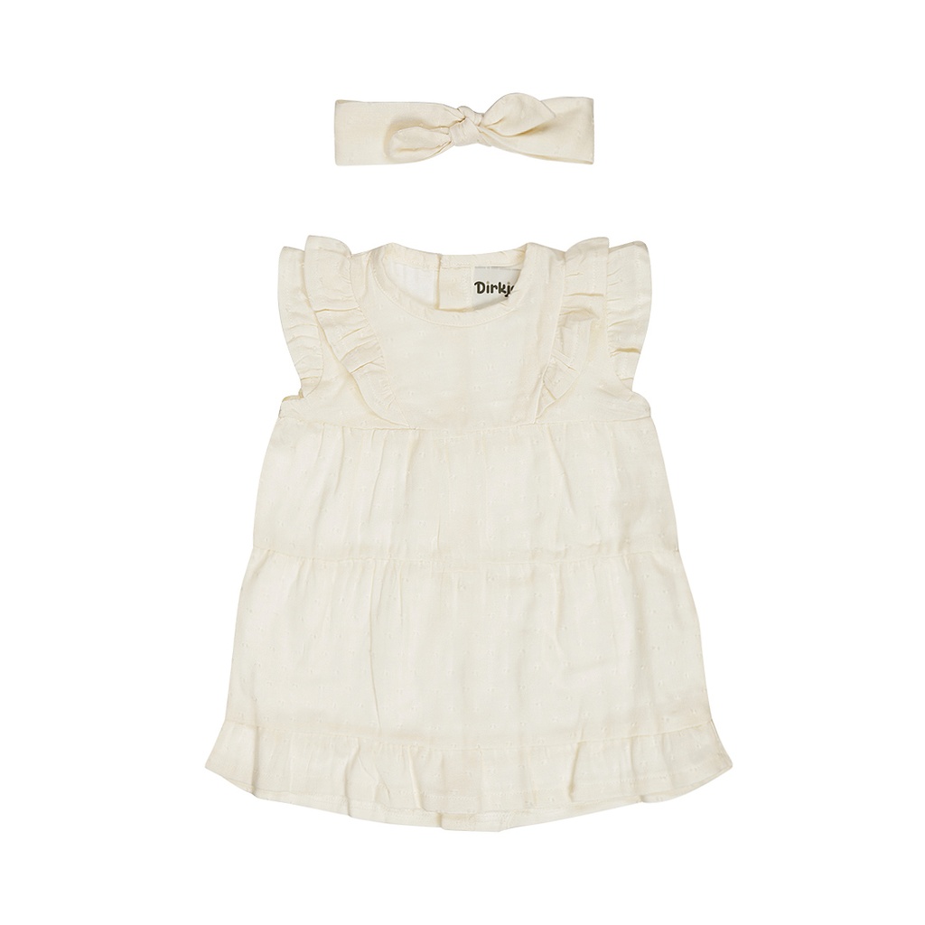 Dirkje | Jurk Girls So Sweet + Haarband Off White