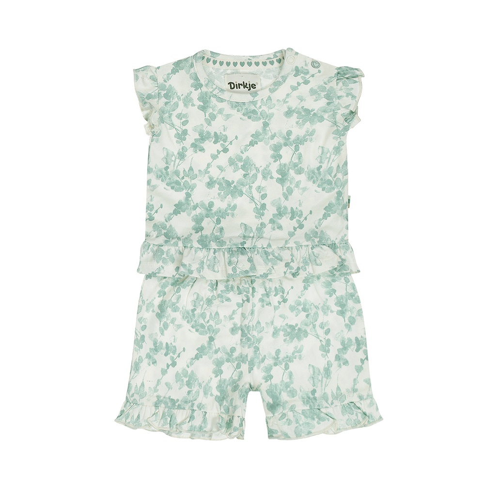 Dirkje | Outfit Girls Flower Power Off White 2-delig