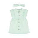 Dirkje | Jurk Girls Flower Power + Haarband Light Aqua