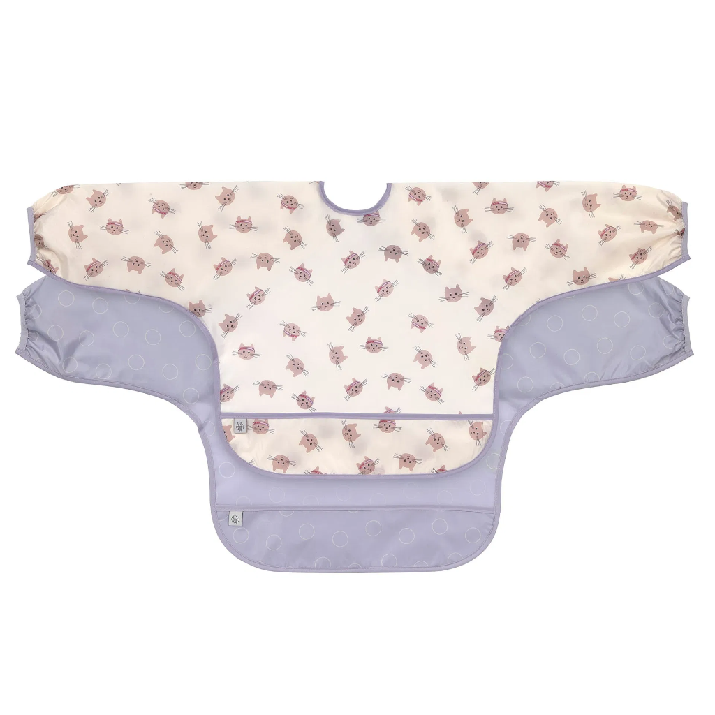 Laessig | Slabbetje met Mouwen Long Sleeve Bib Tiny Team Cat 2-pack