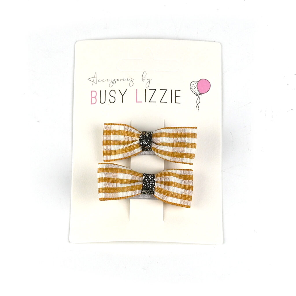  Busy Lizzie | Haarspeld Mini Bow Yellow 2-pack