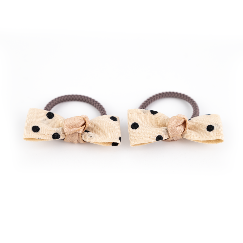  Busy Lizzie | Haarelastiek Mini Bows Creme With Dots 2-pack