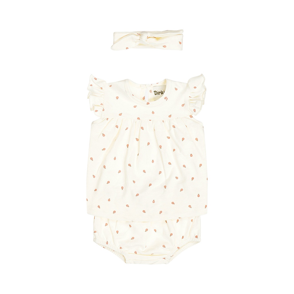 Dirkje | Outfit Girls Ladybug Off White 3-delig